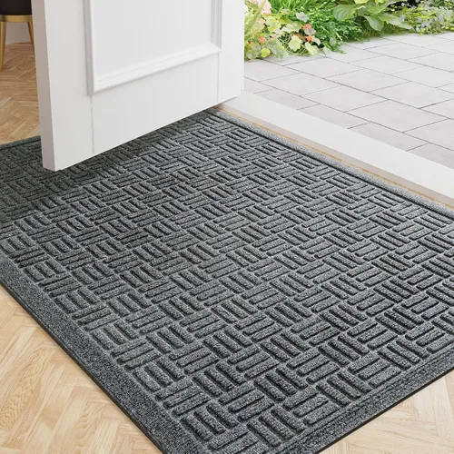 Miniatura 40 de Mibao Tapete para puerta delantera, resistente y duradero, tapete de bienvenida para interiores y exteriores, atrapador de suciedad, impermeable