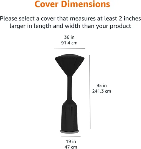 Miniatura 2 de Amazon Basics Cubierta redonda para calentador de patio al aire libre, resistente al viento, resistente a la nieve, resistente al agua, negro, 36 x