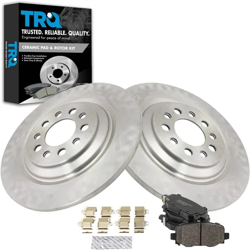 Miniatura 105 de TRQ Kit de rotor de freno trasero y pastillas de cerámica Posi premium compatible con camioneta Chevy GMC