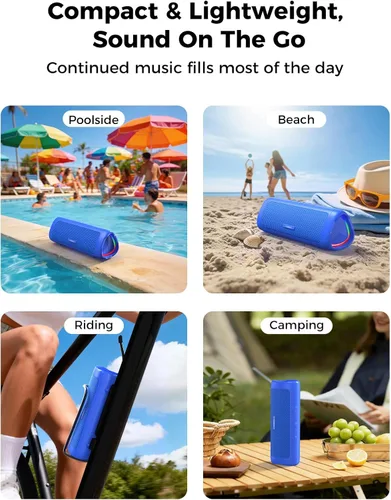 Miniatura 7 de Altavoz Bluetooth, sonido HD de 20 W, inalámbrico portátil, IPX5 impermeable, hasta 24 horas de reproducción, TWS, para hogar, fiesta, exterior, Azul