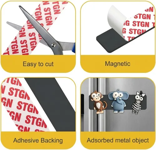 Miniatura 3 de STTMGN Cinta magnética con respaldo adhesivo fuerte 3M, 28 unidades de 1 x 3 pulgadas, imanes autoadhesivos flexibles, cinta magnética plana de goma