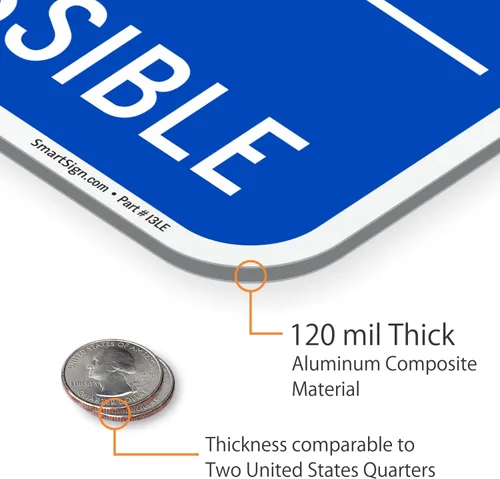 Miniatura 6 de SmartSign Cartel con texto en inglés "Aparcamiento para discapacitados - Accesible para furgonetas", compuesto de aluminio de 120 mil de grosor
