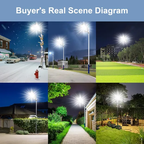 Miniatura 8 de Luces solares de calle de 6500 W impermeables para exteriores, luz solar comercial para exteriores, carga rápida, 120 luces LED solares de alto