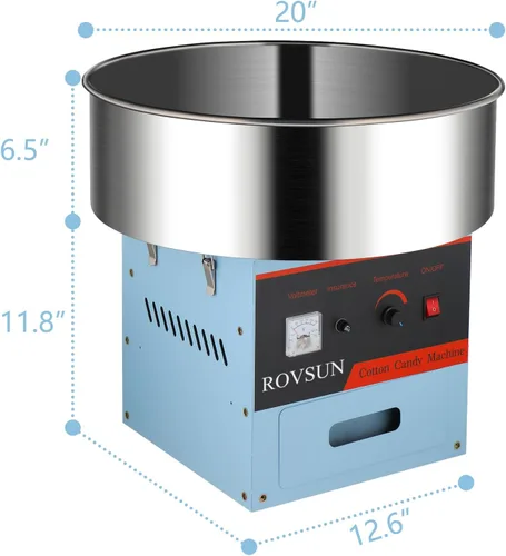 Miniatura 6 de ROVSUN Máquina comercial de algodón de azúcar, 21 pulgadas, máquina eléctrica de algodón de azúcar con cuenco de acero inoxidable, cuchara de azúcar