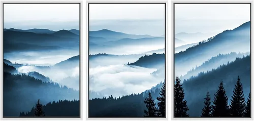 Miniatura 148 de SIGNWIN Lienzo enmarcado para pared, juego de arte tranquilo con reflejo de lago, acuarela, montaña y agua, ilustraciones modernas, arte abstracto