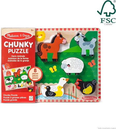 Miniatura 6 de Rompecabezas de madera de piezas grandes Melissa & Doug, granja (8 unidades) - Certificado FSC