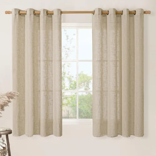 Miniatura 67 de LAMIT Cortinas de lino sintético para dormitorio, paneles filtrantes de luz, cortinas de lino con protección de privacidad con ojales para ventanas
