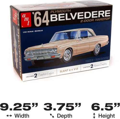 Miniatura 5 de AMT - 1964 Plymouth Belvedere (con motor recto 6) 2T, 1:25 (AMT1188M), blanco