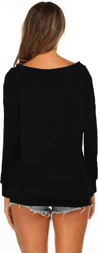Miniatura 5 de Halife - Blusa de manga larga con hombros descubiertos y cuello bote para mujer
