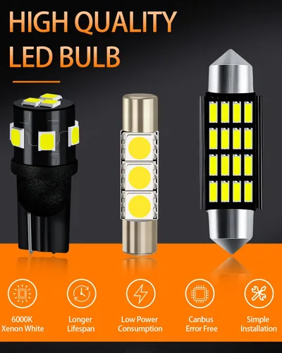 Miniatura 2 de Paquete de bombillas LED blancas compatibles con Jeep Grand Cherokee 2005, 2006, 2007, 2008, 2009, 2010, luz de domo de mapa interior, luz