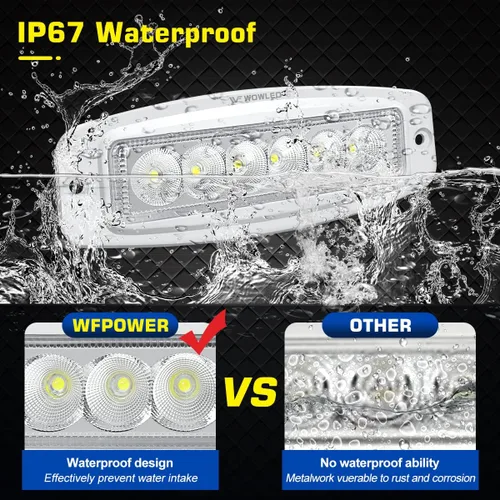 Miniatura 4 de WFPOWER Esparcidor de luz LED de montaje empotrado, paquete de 2 focos marinos de 7.3 pulgadas, barra de luz LED de inundación de muelle
