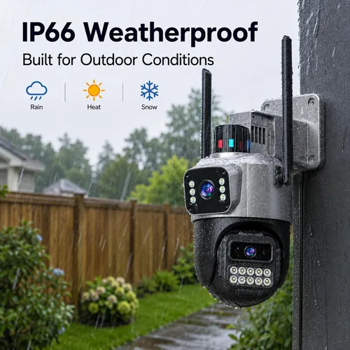Miniatura 8 de Cámara de seguridad 5G para exteriores, cámaras PTZ de doble lente de 6MP 6X para seguridad en el hogar, cámara con cable impermeable IP66