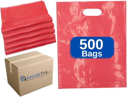 ASSUREPAK Bolsas de mercancías troqueladas de LDPE - 500 bolsas - 12"x15" - 1.5 mil - Rosa - 1215DCPINK Rosado