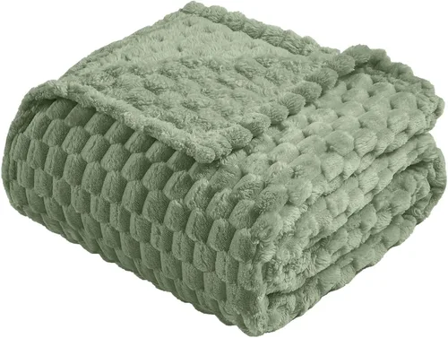 Miniatura 19 de Vessia - Manta de forro polar de franela (50x70 pulgadas), manta 3D de jacquard negra, esponjosa y cálida para sofá, sillón, cama, silla, 300GSM