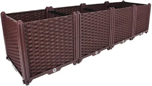Miniatura 34 de BAOYOUNI - Juego de jardinera cuadrado para jardín elevado, maceta de plástico, caja de cultivo para verduras, hierbas, flores y plantas suculentas