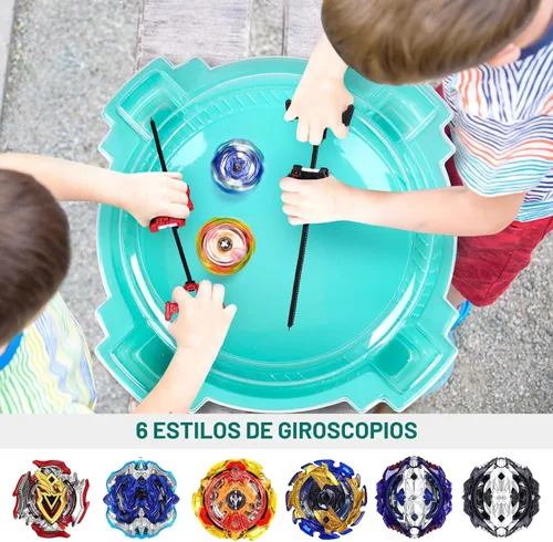 Miniatura 5 de COCOFOX Battling Top Burst Conjunto de Juguetes - Juego completo de batalla con estadio, 6 trompos de batalla y 2 lanzadores, juguetes para niños