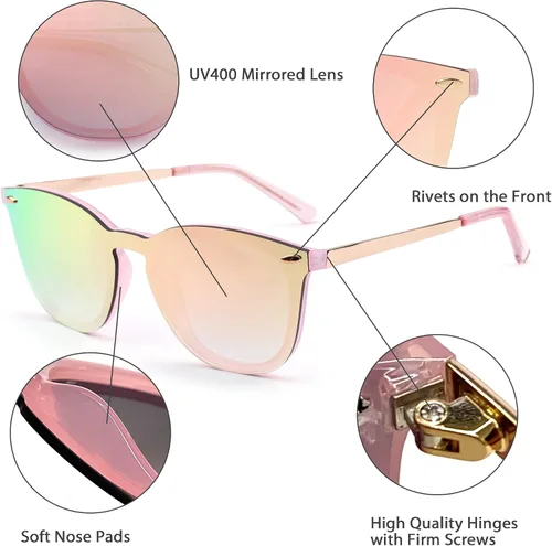 Miniatura 2 de Rimless Wayfarer Anteojos de sol en una sola pieza lente espejo reflectante, anteojos para hombres mujeres