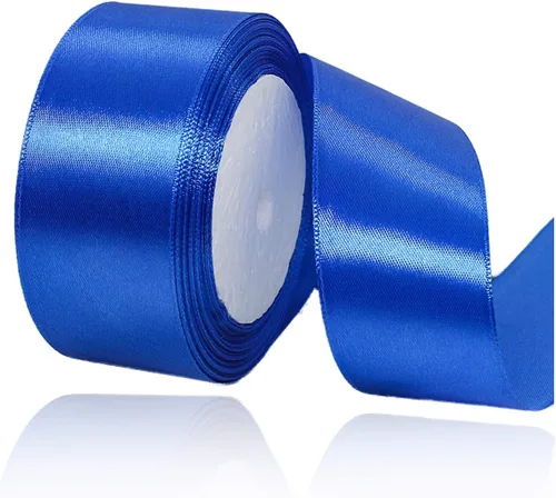 Cinta azul de 1-1/2 pulgadas x 25 yardas, cinta de seda de satén azul real para envolver regalos, fabricación de lazos para el cabello, ramos