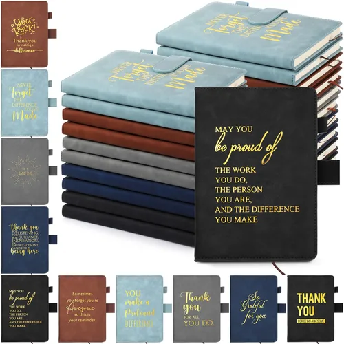 Fulmoon 10 piezas Regalos de agradecimiento de Navidad para empleados a granel Cuadernos de agradecimiento inspiradores A5 Cuadernos de cuero para