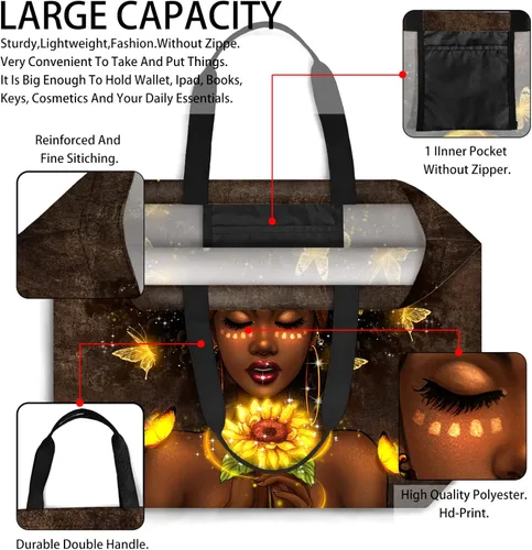 Miniatura 5 de Bolsos de mano afroamericanos para mujer, bolso de arte negro Afro Black Girl Magic Satchel bolsos para gimnasio, escuela, viajes