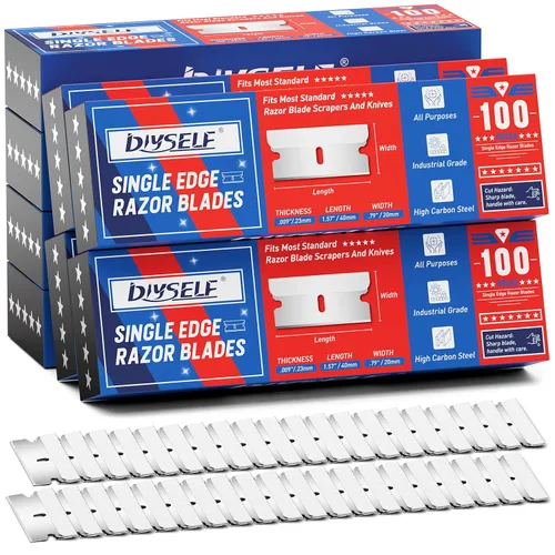 Miniatura 10 de DIYSELF Hojas de afeitar de un solo filo, 200 piezas - Hojas de afeitar de acero con alto contenido de carbono para quitar calcomanías, pegatinas