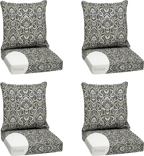 Miniatura 67 de Arden Outdoor Deep Seat Cushion Set, 24 x 24 pulgadas, Cojín para patio resistente al clima, a la lluvia y a la decoloración para silla, sofá y sofá