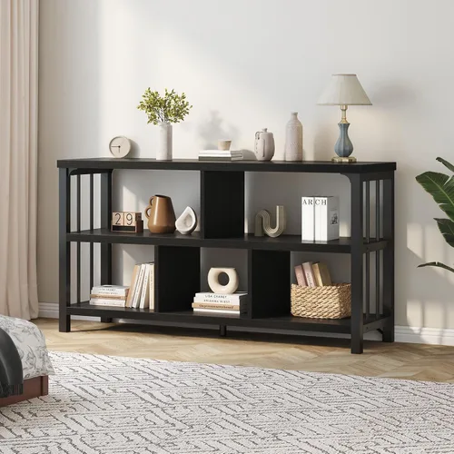 Miniatura 7 de IBF Estantería horizontal con forma de cubo, estantería abierta moderna industrial, organizador de almacenamiento de 5 cubos para el hogar, estante
