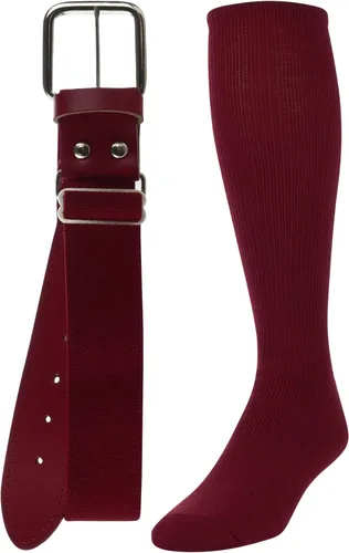 Miniatura 7 de TCK Combo de calcetines y cinturón de béisbol o sóftbol, tallas para jóvenes y adultos para niños y niñas, hombres y mujeres Escarlata