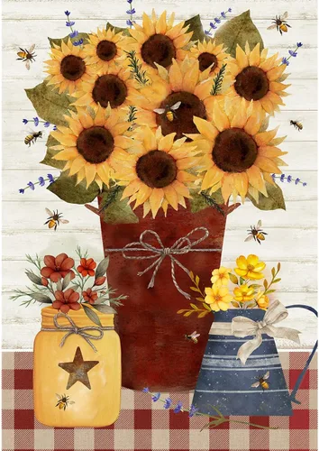 Miniatura 10 de Briarwood Lane Bandera de jardín de verano con girasoles campestres, diseño floral de granero, 12.5 x 18 pulgadas Girasoles de campo