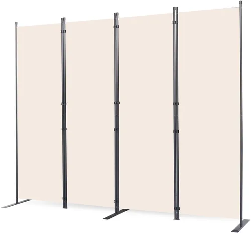Miniatura 27 de CHOSENM Divisor de pared, 4 paneles divisores de habitación y pantallas de privacidad plegables con pies de soporte más anchos, pantalla de Gris