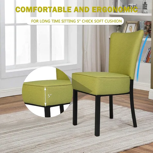 Miniatura 6 de LUCKYERMORE Juego de 2 sillas de comedor tapizadas, sillas de comedor de cocina sin brazos, silla Parsons con respaldo alto de piel sintética