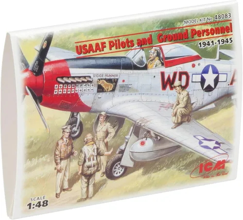 ICM 48083 Figura de plástico Modelo USAAF Pilotos y personal de tierra (1941-1945) (5 figuras - 3 pilotos, 2 mecánicos), kit de modelo de avión -
