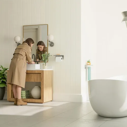 Miniatura 4 de Alise Soporte de papel higiénico, soporte de papel higiénico de baño con estante, dispensador de almacenamiento de rollos de papel higiénico