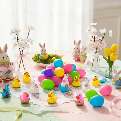 Miniatura 4 de 36 patos de goma de Pascua, accesorios para baby shower, mini patitos de conejo de 2.16 pulgadas, juguetes de baño para niños y niñas, divertidos