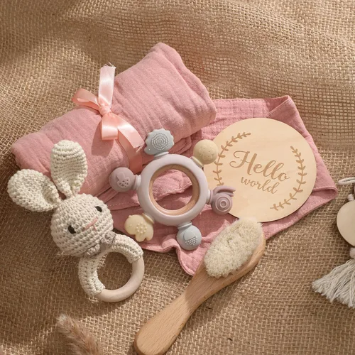 Miniatura 6 de EERKEOD Set de regalo para bebé recién nacido, juego de baño esencial para bebé recién nacido con manta de bebé, sonajero para bebé, regalo