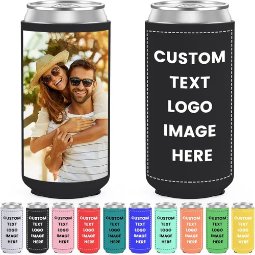 Miniatura 9 de Paquete de 300 enfriadores de latas personalizados a granel, enfriador de latas personalizado con logotipo de foto texto para bodas, cumpleaños