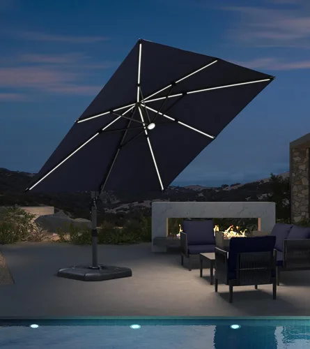 Miniatura 93 de PURPLE LEAF Sombrilla de Patio de 8 Pies para Exteriores Sombrilla Cantilever Cuadrada de Aluminio Sombrilla Offset con Rotación de 360 Grados