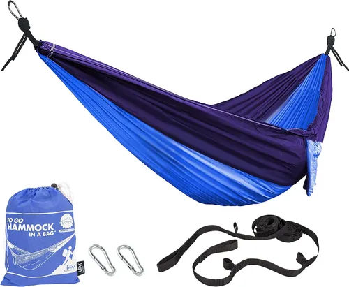Miniatura 18 de Bliss Hammocks Hamaca en una bolsa con mosquitera y correas ajustables para árboles, hamaca de nailon para acampar y uso al aire libre, capacidad