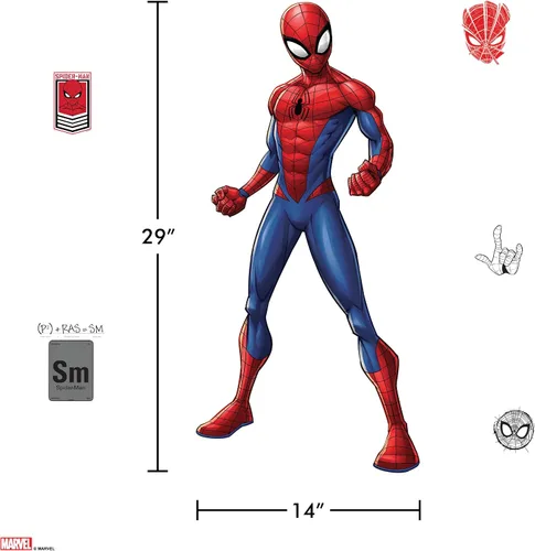 Miniatura 6 de Calcomanía de pared de Spider-Man de Marvel por Wall Palz, adhesivo de vinilo de 25' con interacción de realidad aumentada 3D, decoración temática