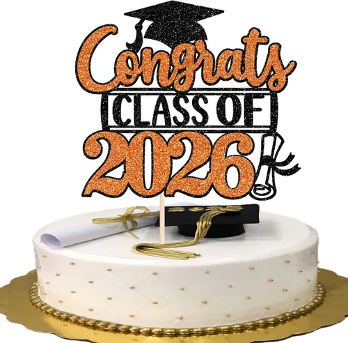 Miniatura 18 de Rsstarxi 1 paquete de 2026 con tapa de graduación 2026, decoración de pastel de felicitaciones graduadas para decoración de fiesta de graduación