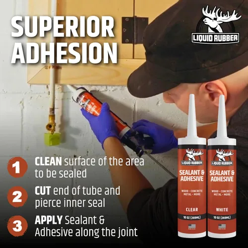 Miniatura 4 de Liquid Rubber Caulk - Adhesivo de silicona híbrida y sellador protector, transparente, 1 paquete