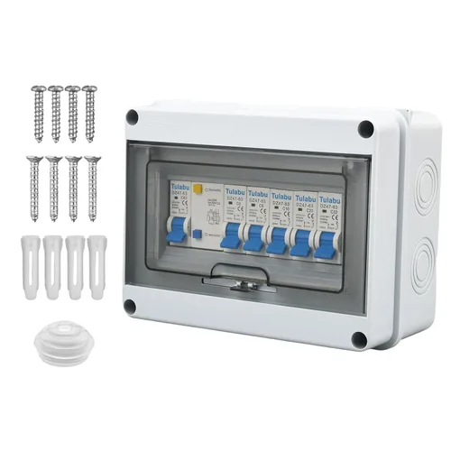 Miniatura 8 de Disyuntores en miniatura de 5 vías con caja de distribución impermeable para exteriores, 40 A, 220 V, protección contra fugas a tierra, sobrecarga