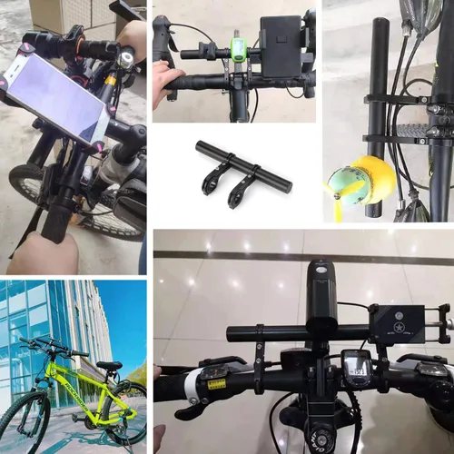 Miniatura 4 de NOTHER Extensor de manillar de bicicleta, soporte de extensión de manillar de bicicleta doble ligero y duradero para sostener motocicleta, lámpara