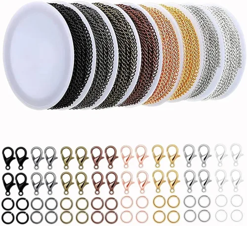 Miniatura 8 de Cadena de cuentas de bola de 0.094 in, cadenas extralargas de acero inoxidable de 110 pies, cadena de placa de identificación para perro con 200