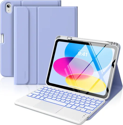 Miniatura 24 de MoKo Funda con teclado táctil para iPad (A16) 11ª generación de 11 pulgadas 2025, iPad de 10.9 pulgadas de 10.9 pulgadas, funda con soporte para azul