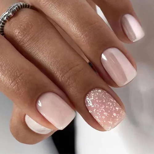 Miniatura 16 de 24 uñas postizas a presión de punta francesa, uñas acrílicas medianas falsas/falsas con diamantes de imitación de flores, diseños de punta francesa