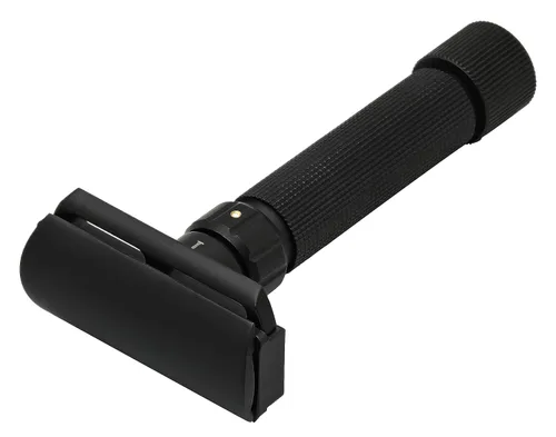 Miniatura 5 de Pearl Flexi - Maquinilla de afeitar de seguridad ajustable, edición negra, reutilizable, hecha de 100 % latón, maquinilla de afeitar ecológica