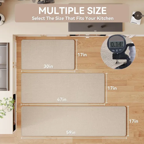Miniatura 2 de YDKGL Tapetes de cocina para piso, alfombras de cocina súper absorbentes, antideslizantes, lavables, de lino sintético suave trenzado, alfombra