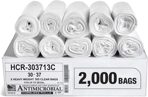 Miniatura 63 de Aluf Plastics Bolsas de basura de alta densidad, 10 galones, 1000 unidades, 6 micrones (eq), 24" x 24", transparentes, para baño, oficina