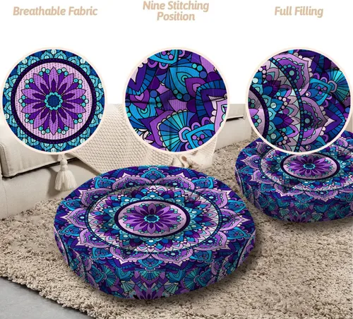 Miniatura 6 de Cojín de meditación con mandala, tapete de meditación bohemio, almohadas de meditación para sentarse en el suelo, cojines para sentarse en casa y al